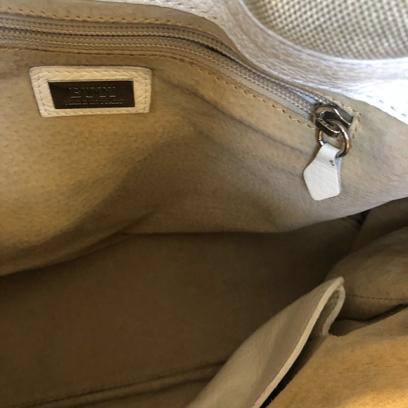 BUTI white leather and burlap hobo bag - Picture 10 of 10